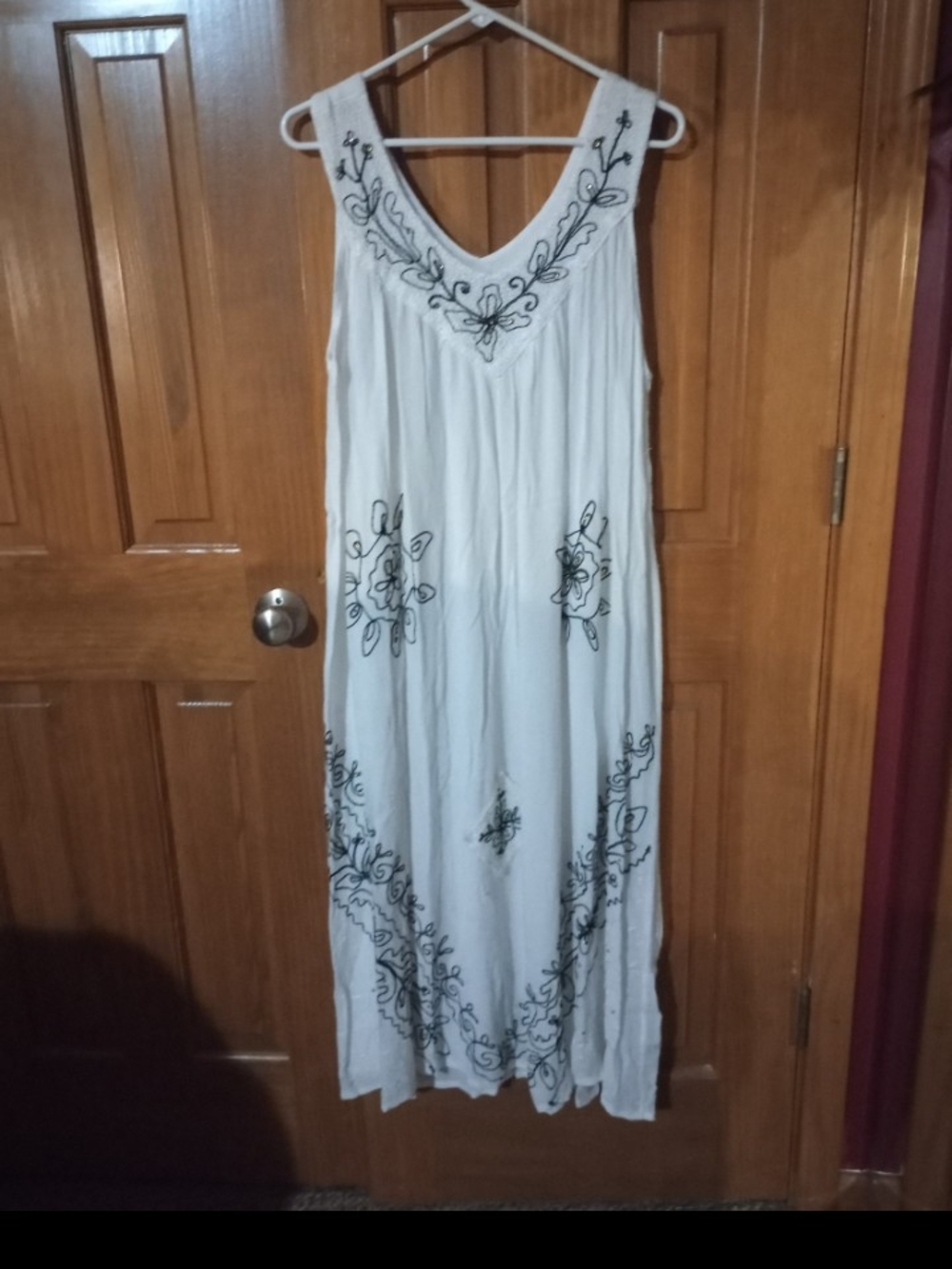 White Maxi Dress with Floral Embroidery and sparkly bling. No tags.